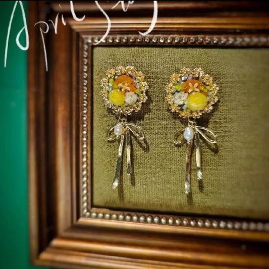 April Story real flower earrings