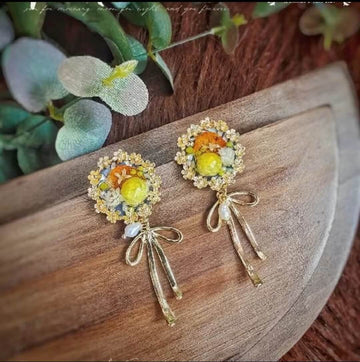 April Story real flower earrings