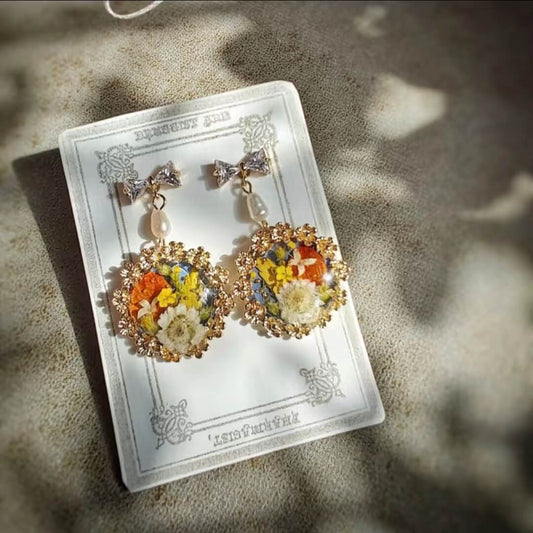 Spring Evening Real Flower Earrings