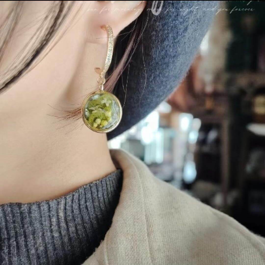 Baby green hydrangea earrings